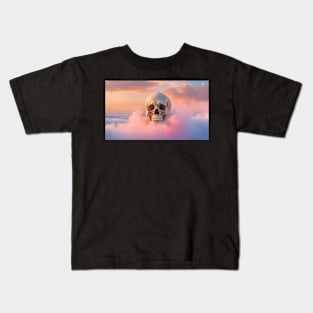 skull among pink clouds Kids T-Shirt